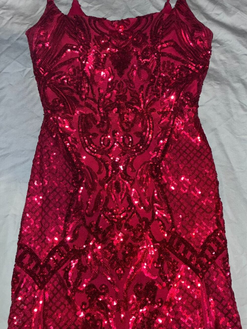 B. Darlin Red Sequence Mini Dress size Small Missing Tags Measurements listed